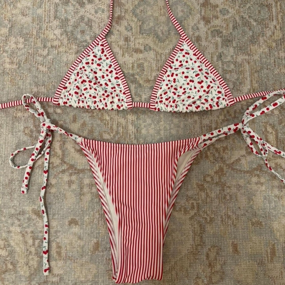 Frankie's Bikinis Other - Frankie's Bikinis Red and White Striped Bikini